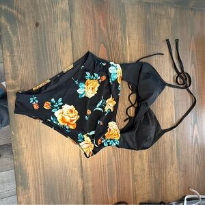 Floral Black Bikini Set